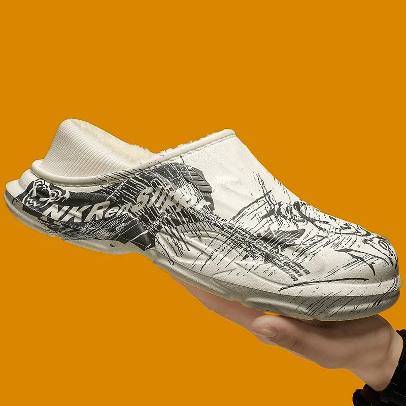 Taglia 47 Pantofole invernali da uomo Eva Scarpe casual Calzature per interni ed esterni calde in peluche antiscivolo con piattaforma impermeabile per giovani