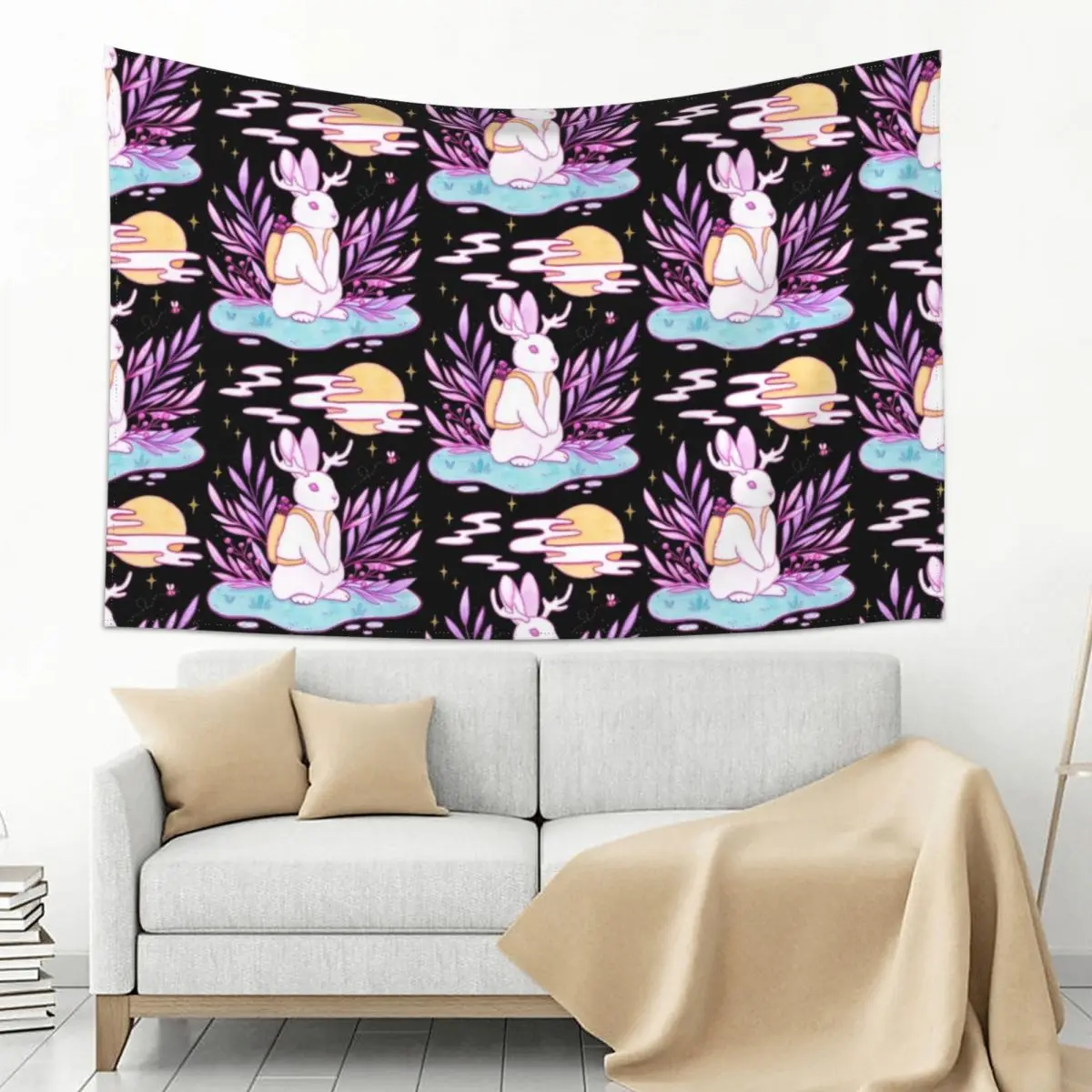 

Plant Jackalope // Black | Nikury Tapestry Home Supplies Decorative Wall Room Decorations Aesthetic Room Decor Tapestry