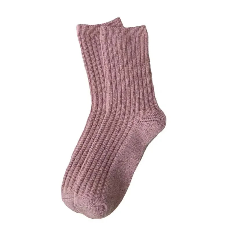 2025 New Winter Cashmere Wool Women Socks  Casual japanese fashion Solid Color Thicker Long Sock Girls Thermal Warm Crew Sock image 6