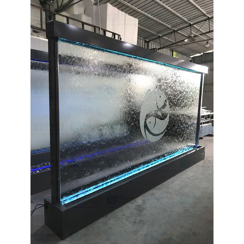 مخصص. تصميم معاصر داخلي شلال أرضية نافورة قائمة مطعم ومقهى ميزات الحائط الزجاجي #4