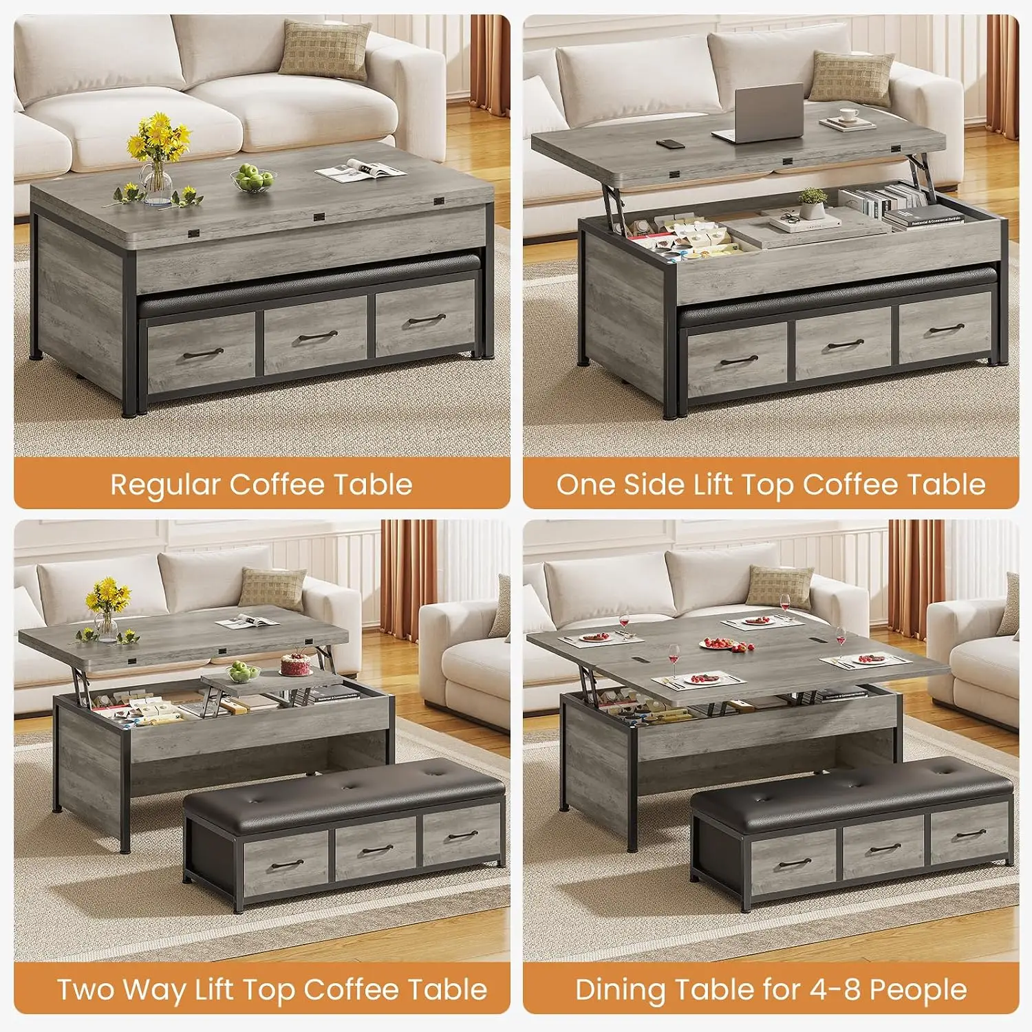 Lift Top Coffee Table Set 43