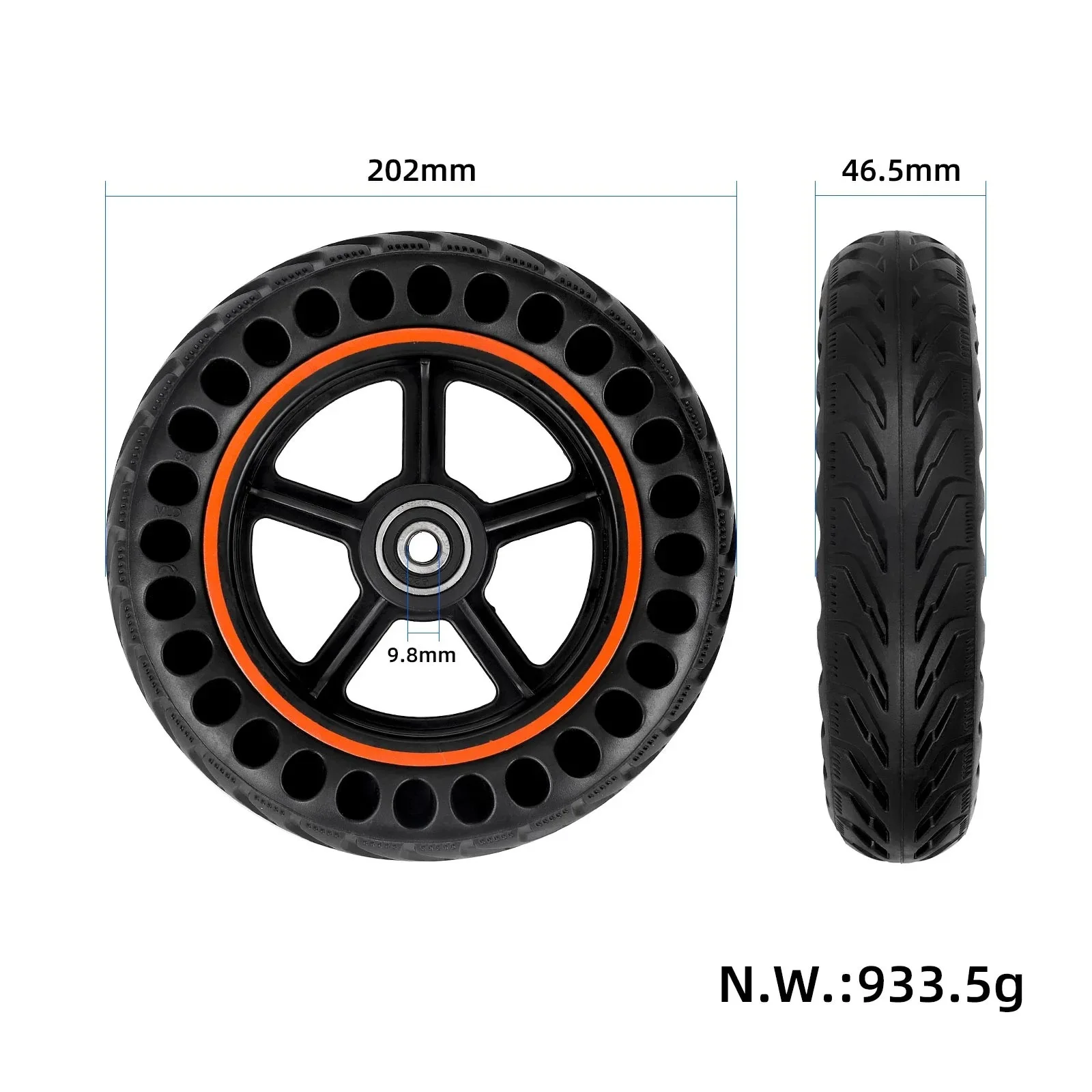Original Front Wheel Hub with Solid Tire For KuKirin S1 Max Electric Scooter Anti Slip  Strong Grip Front Wheel Assembly Parts