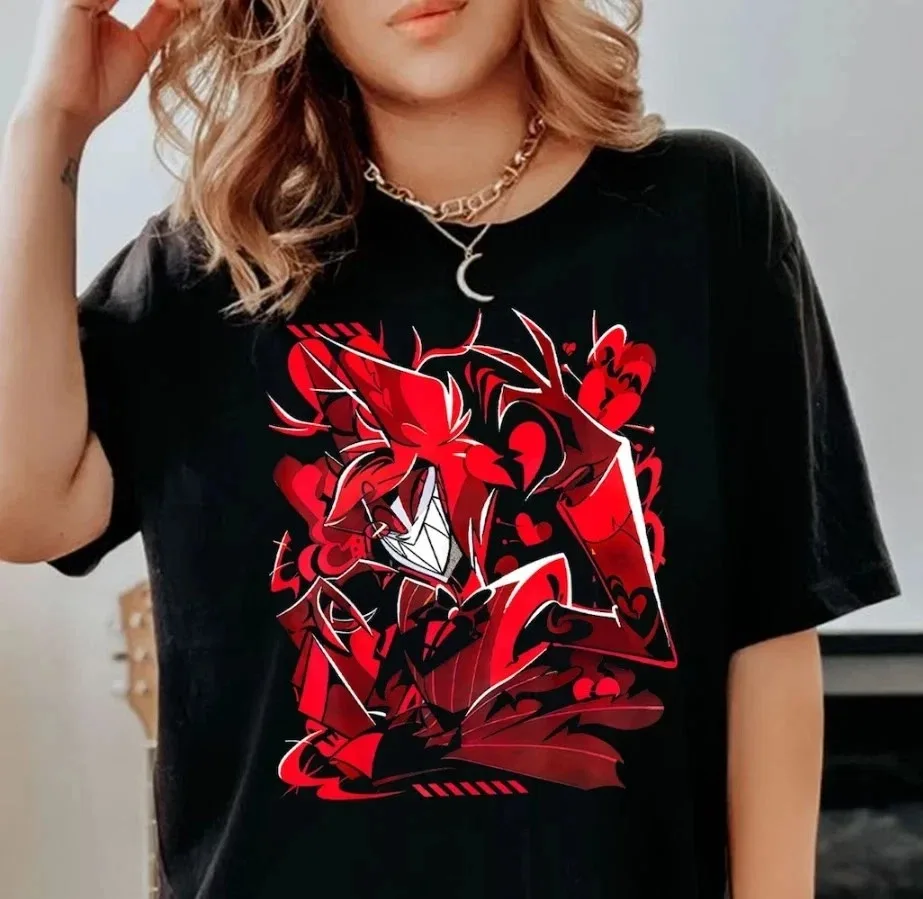 Retro Hazbin Hotel Alastor What Now Jumbo Print Charcoal T-Shirt Unisex S-4XL High-end Luxury Style Both of Men and Women