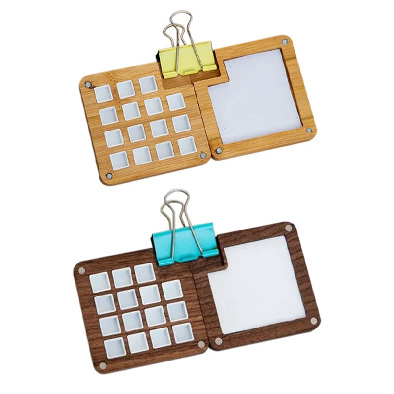 

2Pcs Portable Sketchbook Palette 15 Grids Wooden Mini Travel Paint Palette Magnetic Palette Box For Watercolor Painting Durable