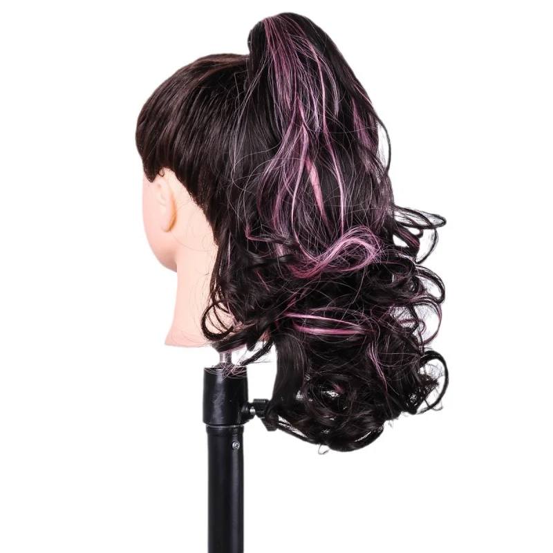New Waterfall Half-Up High Ponytail Highlighted Curly Hair Natural Fluffy Claw Clip Wig Clip view 4