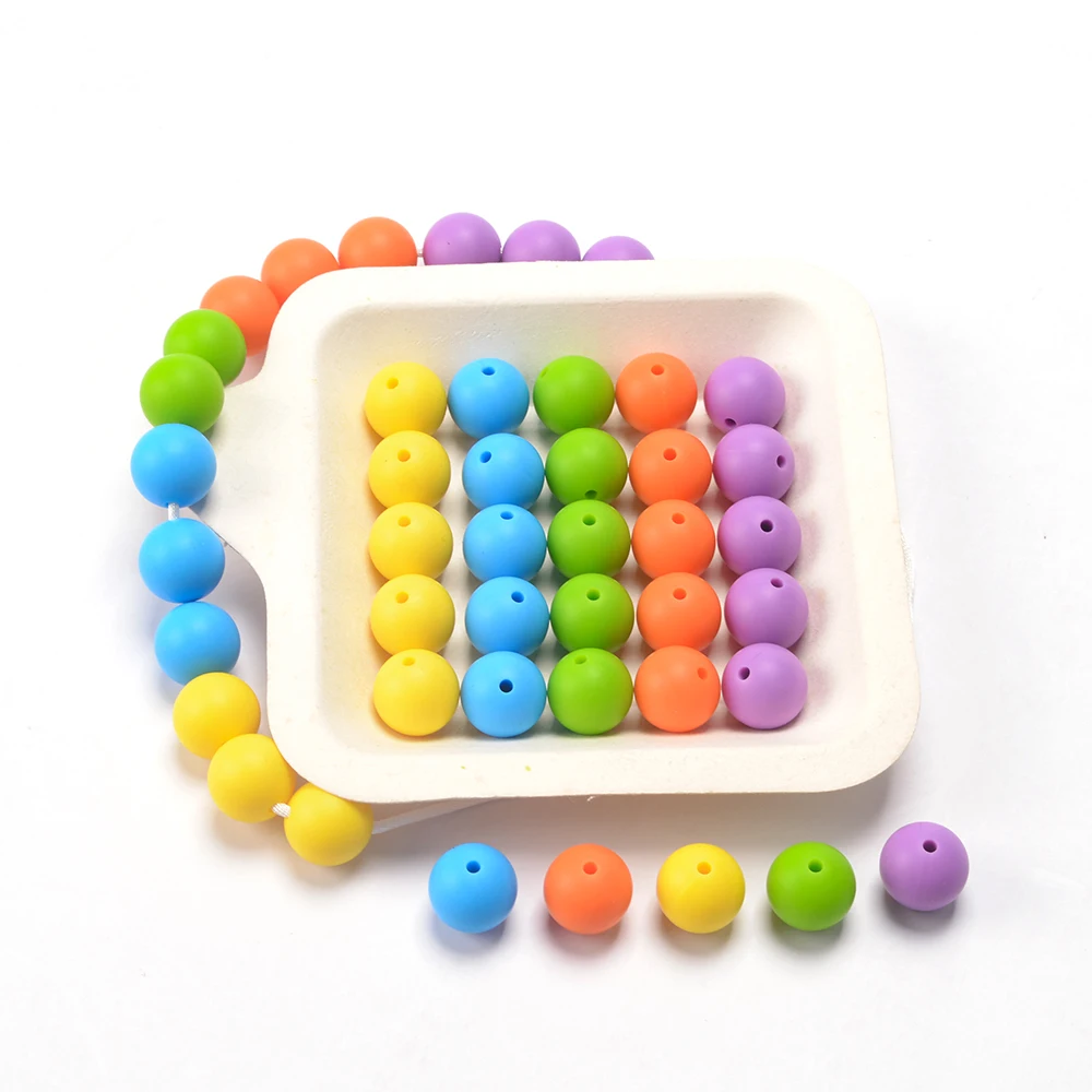 LOFCA 50Pcs/Lot Silicone Bead 9/12/15MM Used In Jewelry Making Necklace Bracelets Keychain Jewelry Accessories