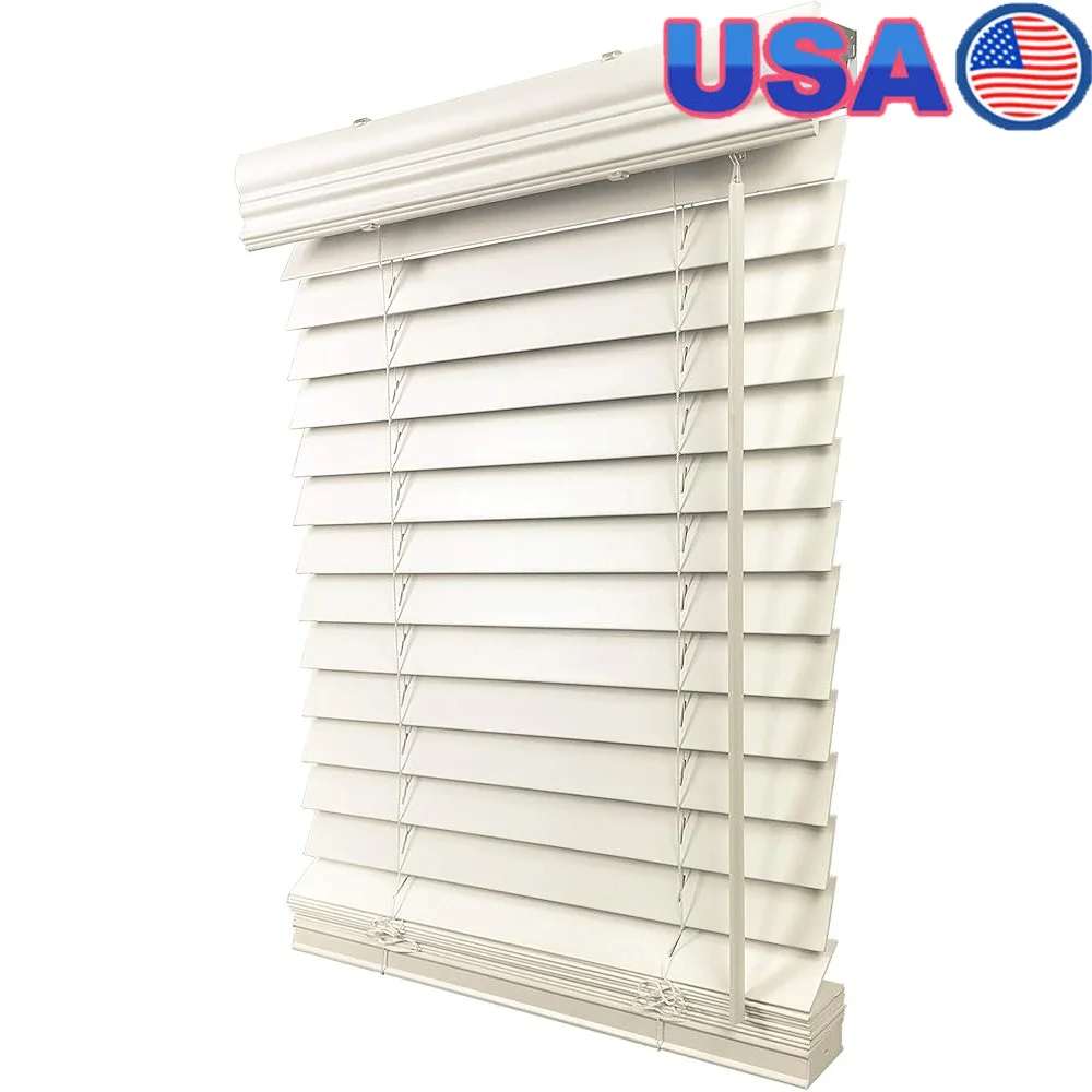 

Cordless Faux Wood Blinds 2 Inch Inside Mount Windows Heavy Duty PVC Durable Installation Instructions Home Indoor Use