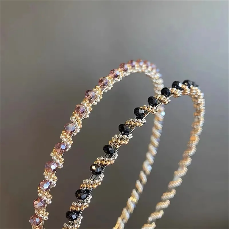 Fashion Women Crystal Headband Beaded Metal Flower Hairband Jewelry Female Rhinestone Pearl Headwear Hair Hoop Hair Accessories