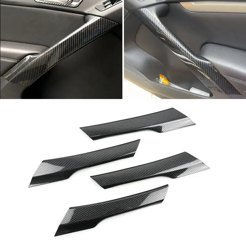 

4 шт. накладок на внутренние дверные ручки из ABS-пластика с текстурой карбона/серебристые, для VW Tiguan 2008-2016