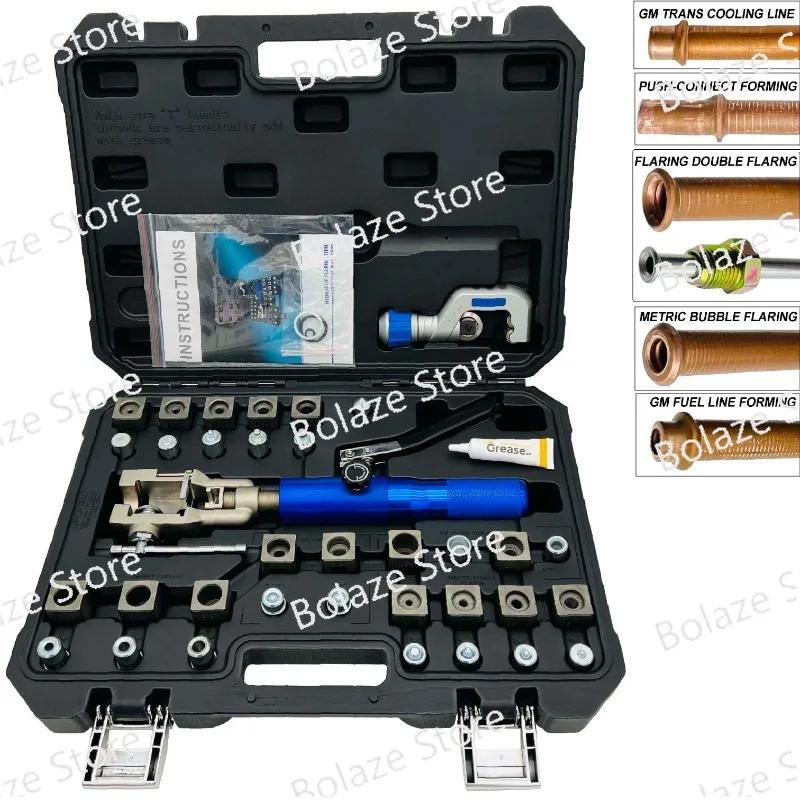 

45° Double Brake Repair Hydraulic Flaring Tools Kit with 3/16"-1/2" for Copper Line, Steel Pipe and GM Reparing