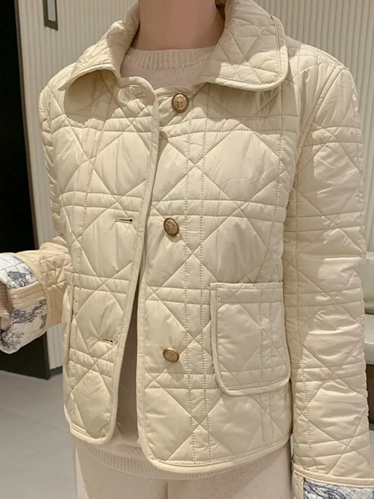 

Retro Sli Collared Diamond Pattern Thiened ort Cotton Jaet Women's Winter New Sle Versatile Warm Regular Fit Sweater