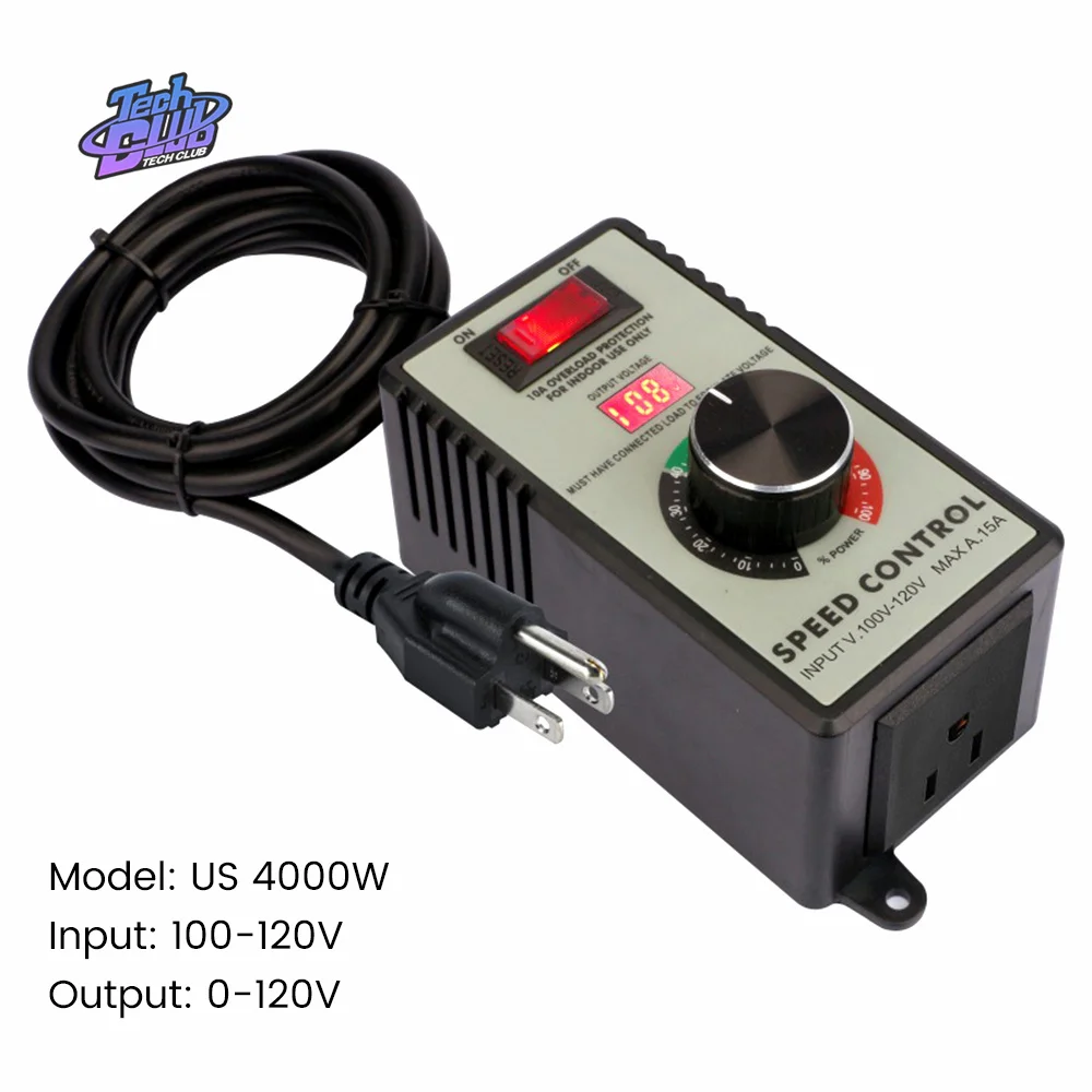 Electronic Voltage Regulator 110V 220V Motor Speed Controller LED Temperature Light Regulation Power Supply  EU US UK AU Plug