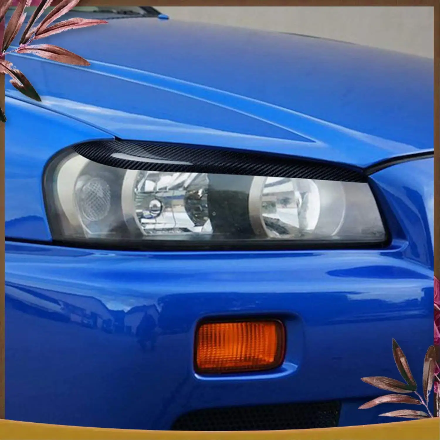 AB59-سيارة التصميم العلوي الحواجب الجفون ملصقات الكسوة لنيسان سكايلاين R34 GTR GT-T 1999 2000 2001 2002