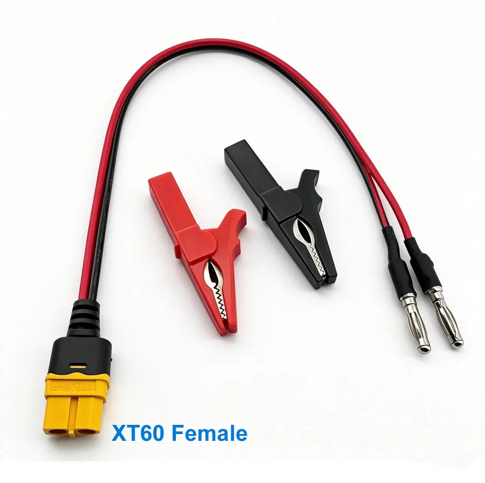 2-in-1 XT60-Stecker auf 4.0 Bananenstecker Adapterkabel mit Krokodilklemme Ladekabel für RC Lipo Akku FPV Drohne