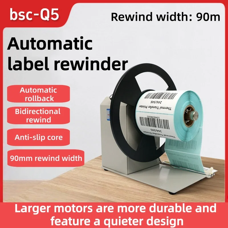 Desktop Automatic Label Rewinder Bidirectional Rewind Device Auto Synchronous Speed Adjustable Label Take-up Machine Compatible