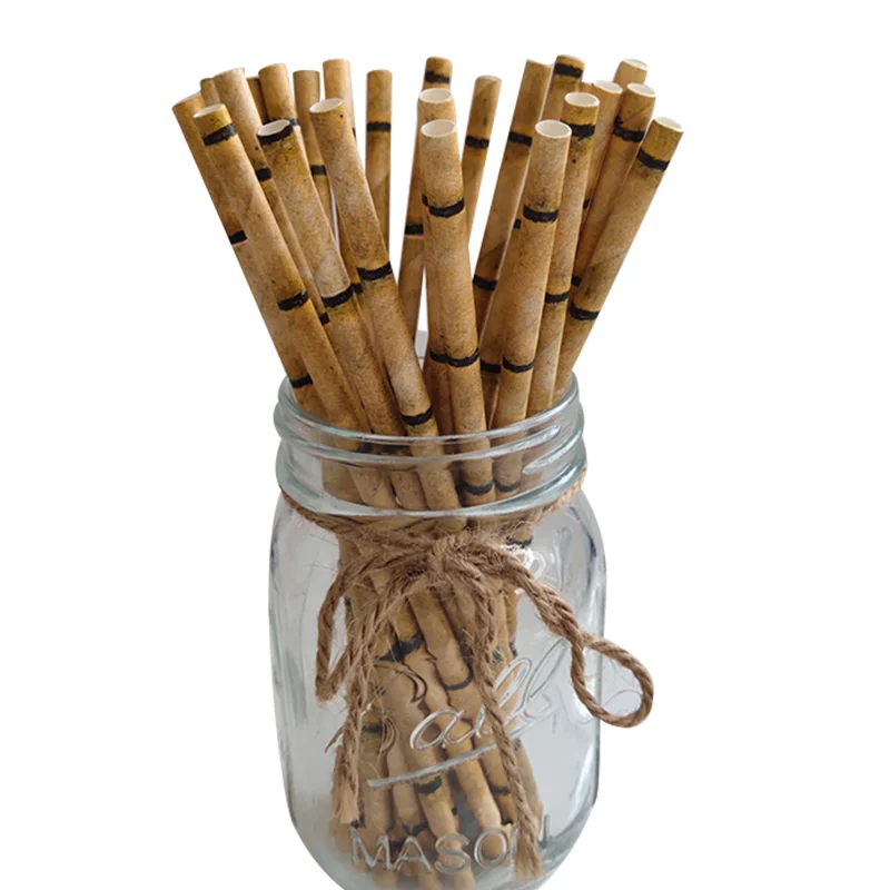 

Creative Paper Drinking Straws Green 25pcs/lot New Bamboo Paper Straws for Kids Birthday Wedding Decoration Party Straws