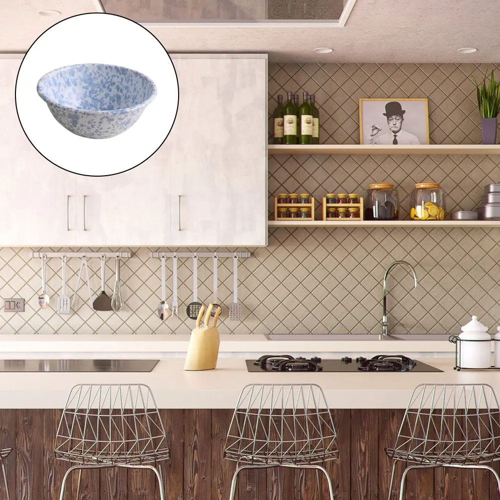 

Retro Style Enamel Bowl Vintage Kitchen Tableware Home Food Serving Gift Enamel Bowl Kitchen Tableware