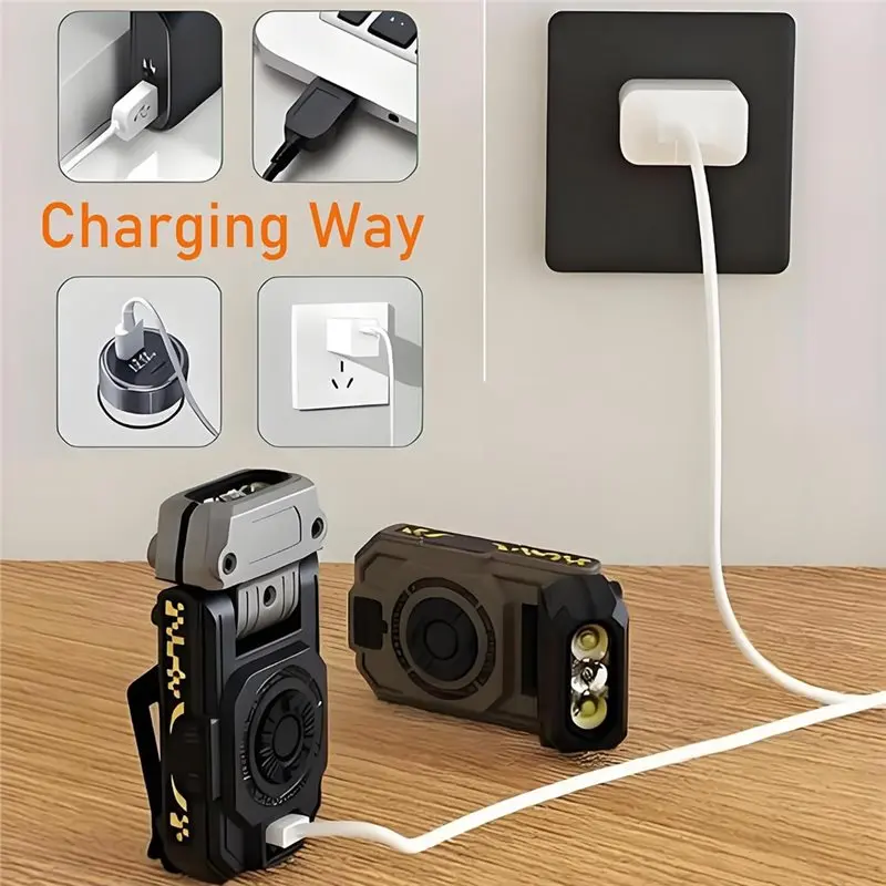 WORTHOWN-Rechargeable LED Hat Light Clip On Cap, Aluminum Multicolor High Brightness Flashlight For Fishing Camping Repairing