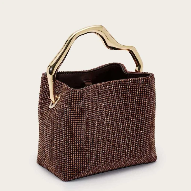 

Роскошная дизайнерская женская сумка-ведро со стразами и золотой ручкой, вечерняя сумочка-клатч для свадьбы и вечеринок 2026