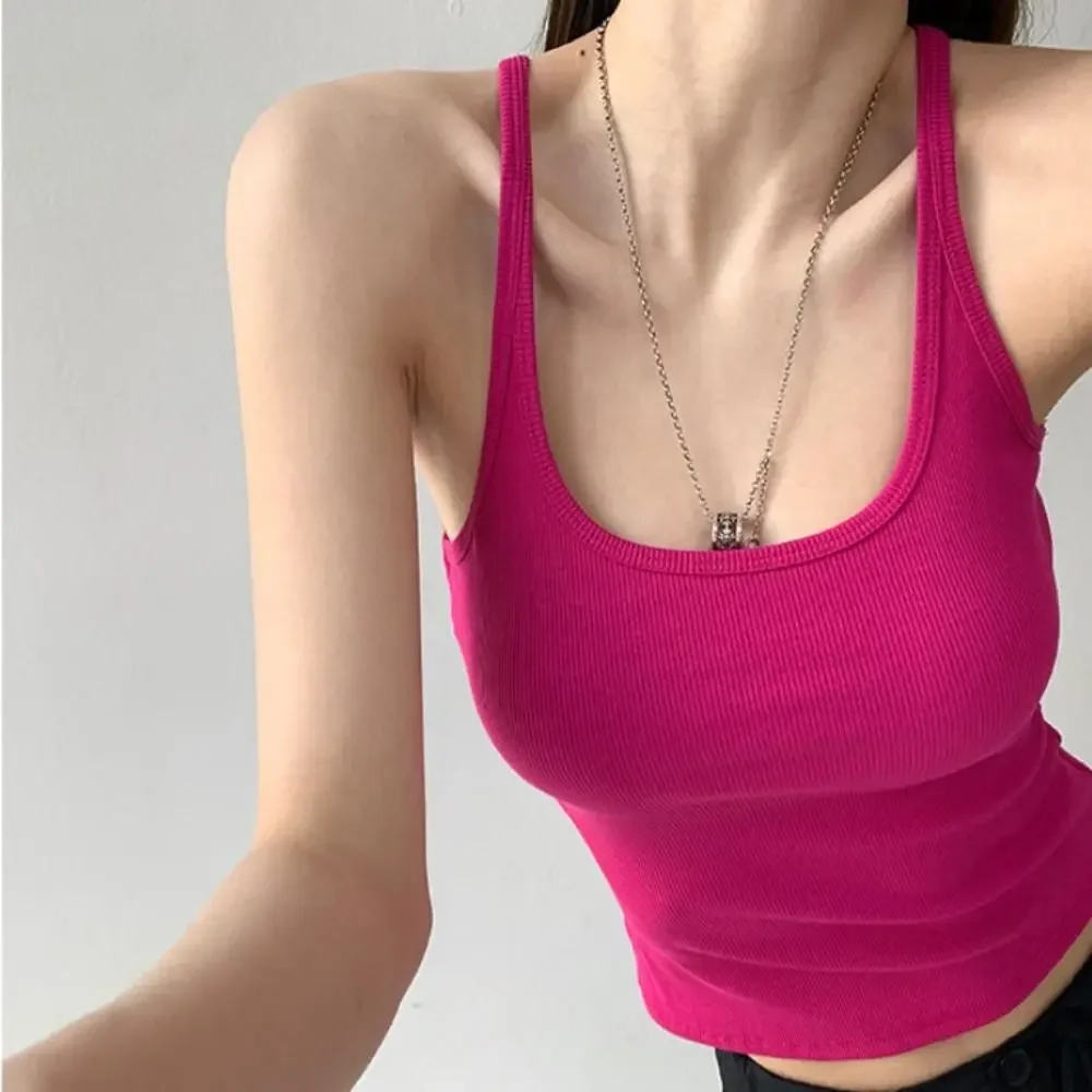 MEW Nylon Crop Tops Bra Lingerie Underwear Summer Vest One-piece Sports Bra Seamless Camisole with Chest Pads Female