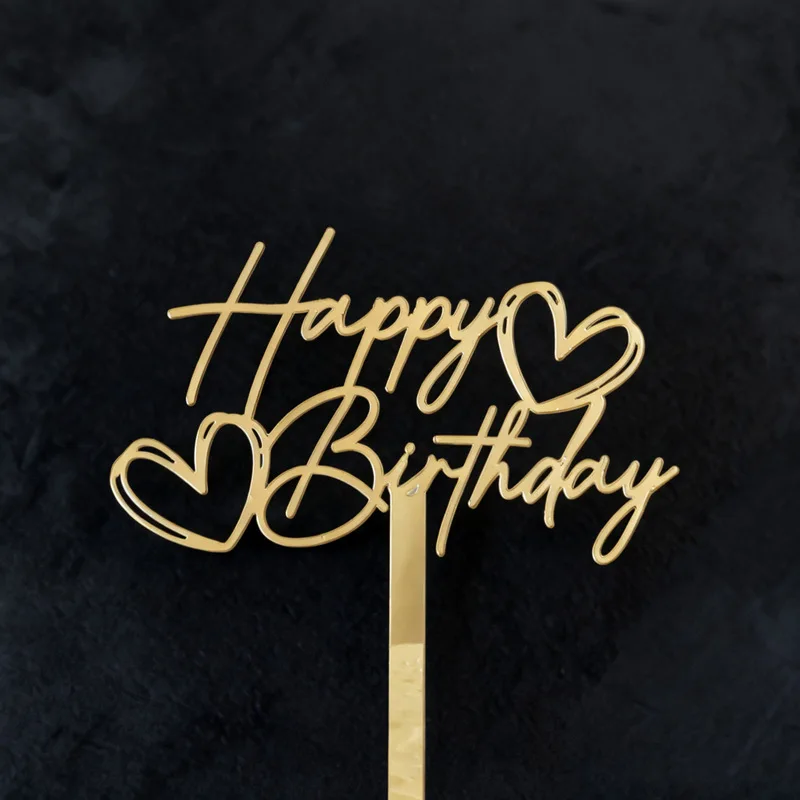 Neuer Kreativer Happy Birthday Tortendekoration Gold Hochwertiger Acryl-Kuchenaufsatz für Kinderpartys Babyparty Backzubehör Geschenke – Detail 2