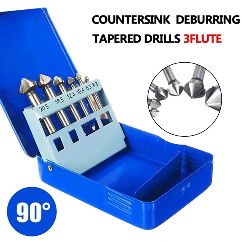 

6Piece Chamfering Machine Woodworking Milling Cutter Countersink Hole Opener Set 6.3-20.5Mm High-Speed Steel