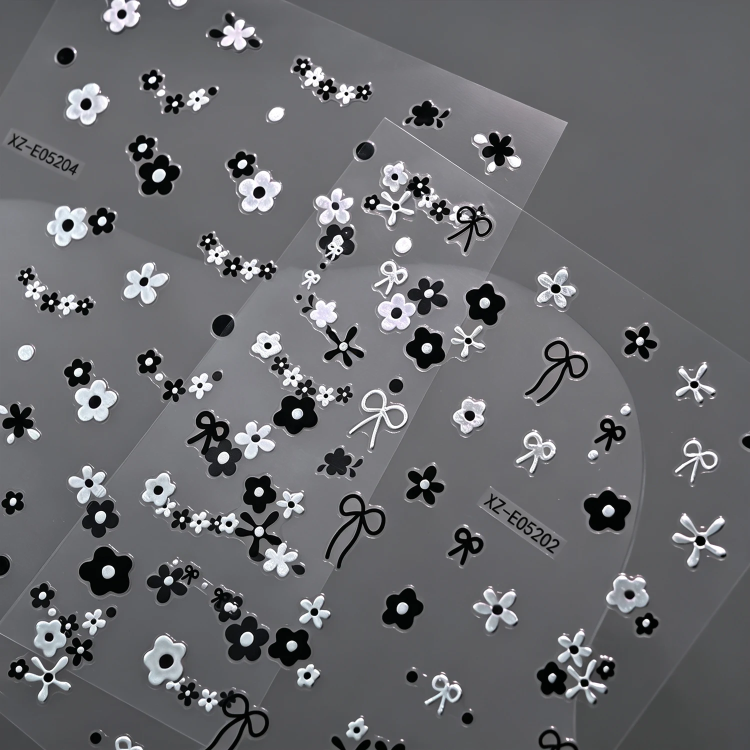 1Pcs Silver Black Flower Heart Nail Art Sticker 3D Exquisite Mini Five-petaled Flower Love Nail Decal DIY Self-adhesive Nail Dec