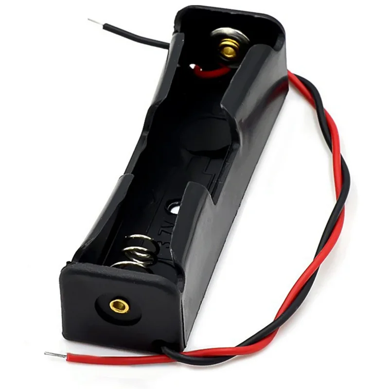 Black Plastic Battery Storage Case DIY Holder for 1X 2X 3X 4X 18650 Batteries with Wire Lead Pin - Electronics Storage Box
