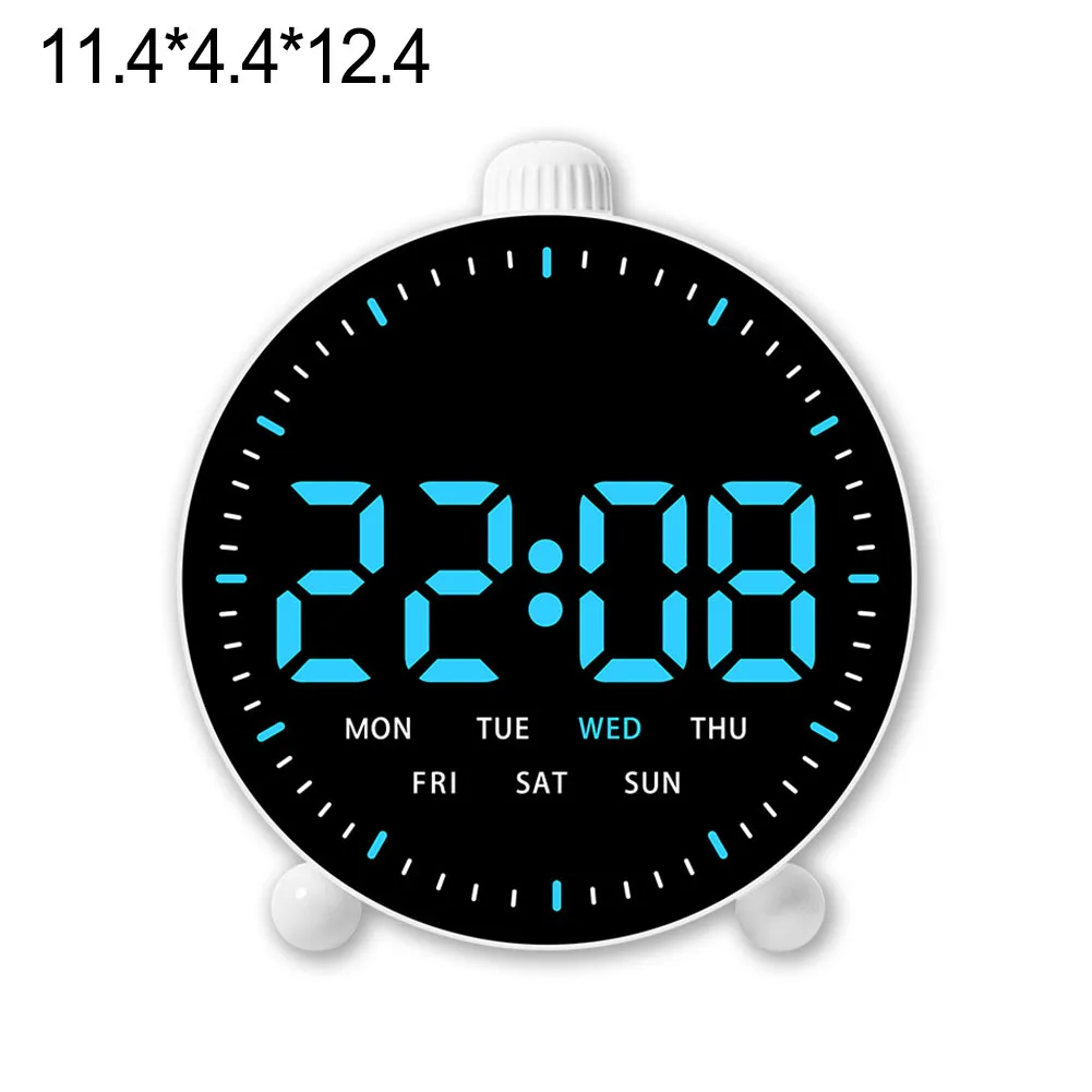 Bedroom Decor 11.4*4.4*12.4cm LED Alarm Clock Smart Temperature Control System Dual Alarm Settings Date Display Feature