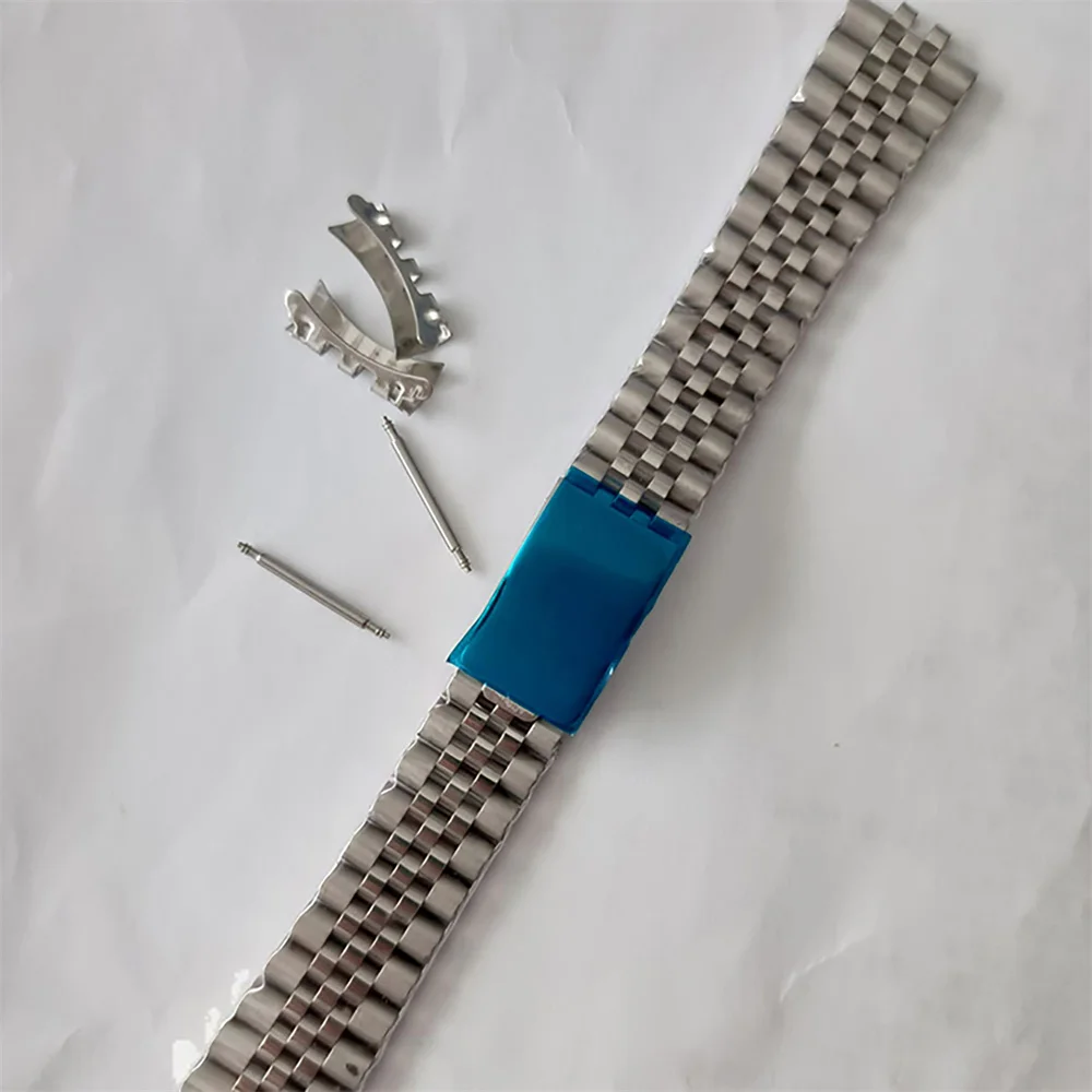 

20mm Stainless Steel Strap Five-bead Watchband Mechanical Bracelet Buckle, 20mm Watch Straps Silver, for Retro Watch Case