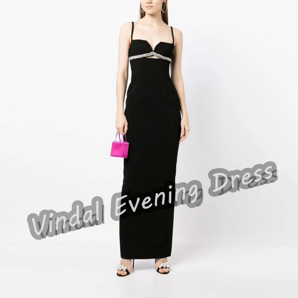 Vindal-Vestidos de Noche largos hasta el tobillo para mujer, ropa de noche femenina con sujetador recto incorporado, elegante, sin mangas, Sexy, de crepé, Arabia Saudita, 2024