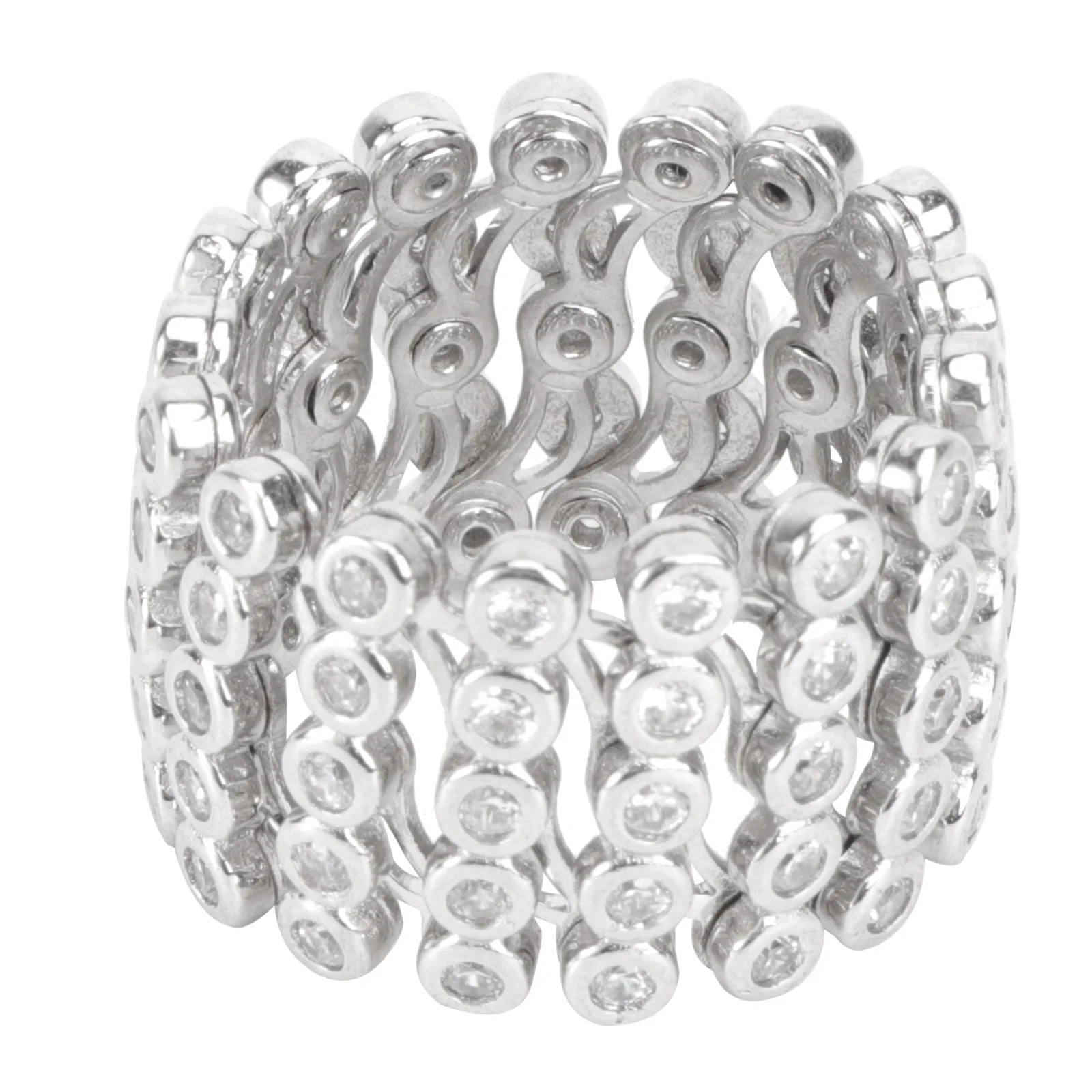 قابل للتحويل في 1 قابل للتمدد حجر الراين مطعمة خاتم فضي حجر الراين سوار خاتم للنساء مجوهرات اليد ملابس يومية للحفلات #4