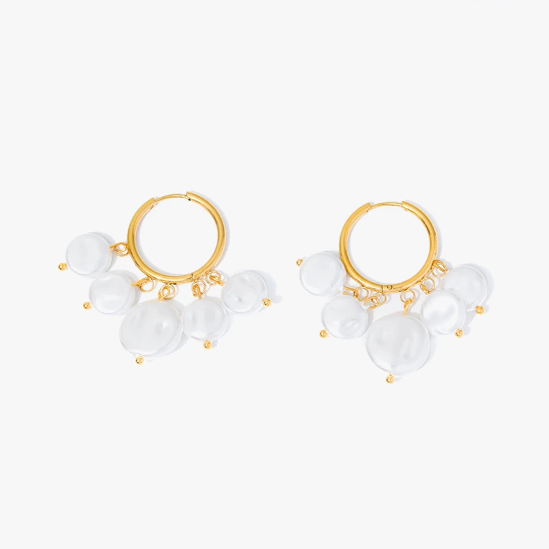 EILIECK-Boucles d'oreilles perlées en acier inoxydable pour femmes, boucles d'oreilles à breloques SION L, haute qualité, bijoux de fête pour filles, accessoire cadeau