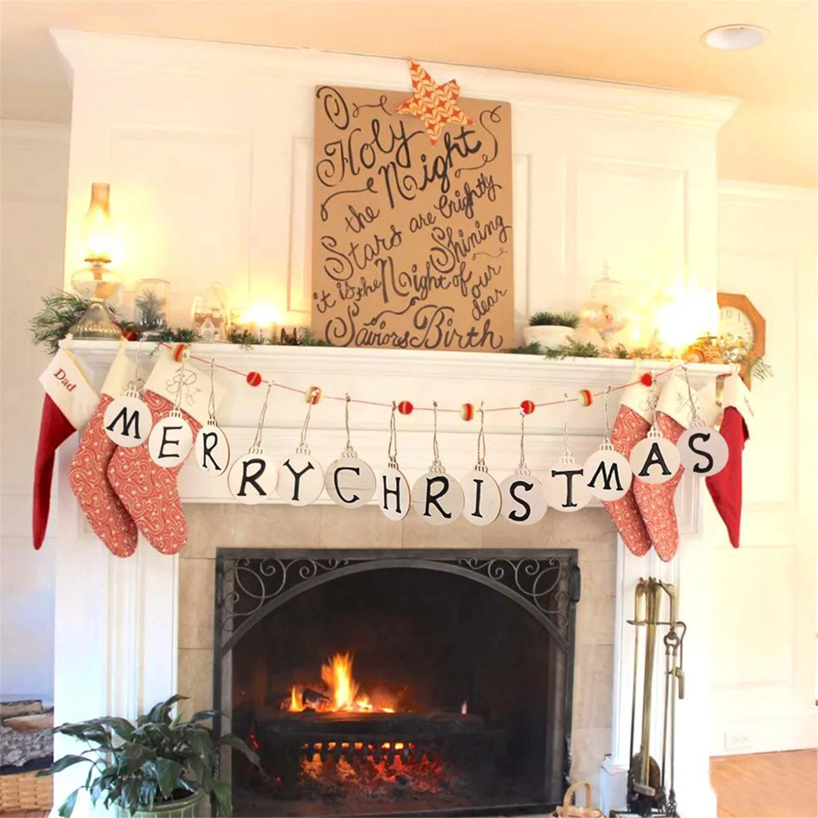 

114Pcs Christmas Wooden Ornaments DIY Set Blank Wood Chip Decoration Kit Holiday Craft Supplies for Kids Family