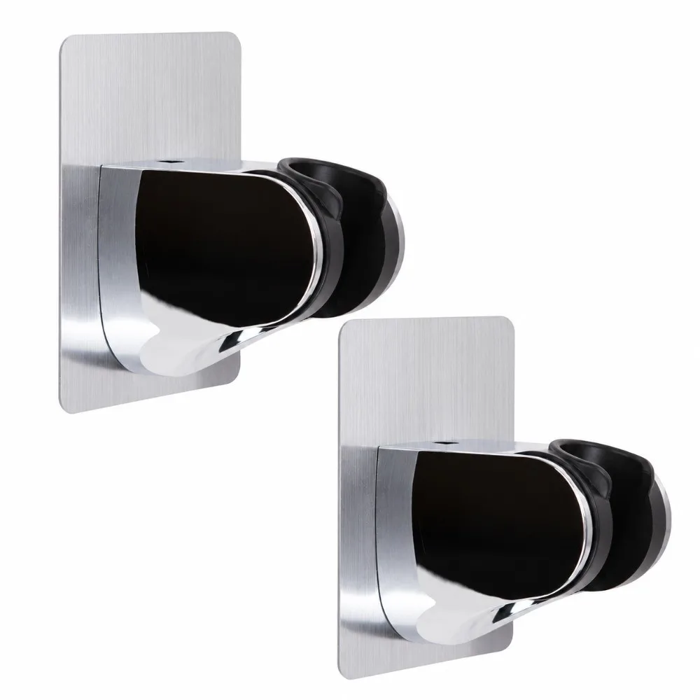 2 Pack 90° Rotate Shower Head Holder Adjustable Wall Mounted Showerhead Bracket Polished Chrome Removable Bidet Sprayer Bracket