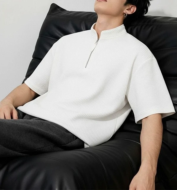 Half Zipper POLO Shirt for Boys 2026 Summer Quick-drying Antibacterial Loose Casual Commuting Versatile Half-sleeve