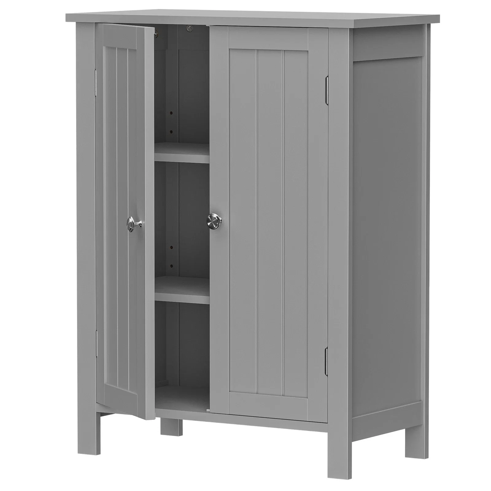 Wooden Bathroom Floor Cabinet Freestanding Storage Organizer with 3 Shelves