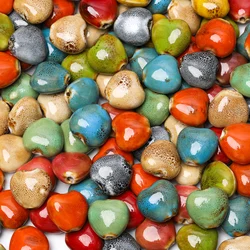 12mm 10pcs Ceramic Beads Heart Shape Fashion Multicolor Porcelain Loose Spacer Beads For Jewelry Making DIY Bracelets Necklace
