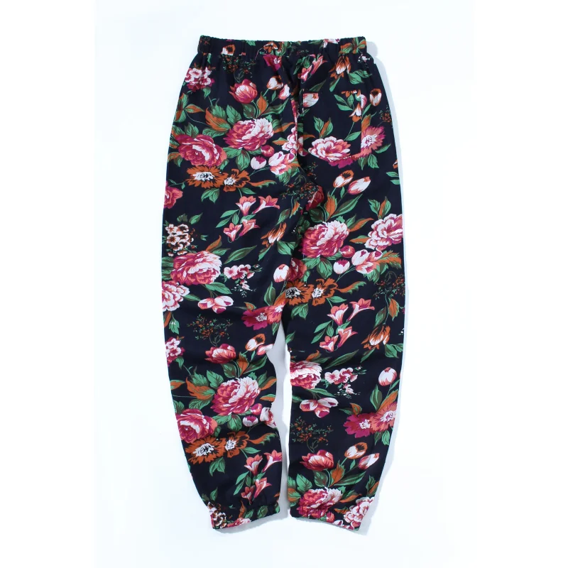 Calças de linho dos homens 2022 nova moda floral impressão joggers masculino casual verão calças dos homens sweatpants