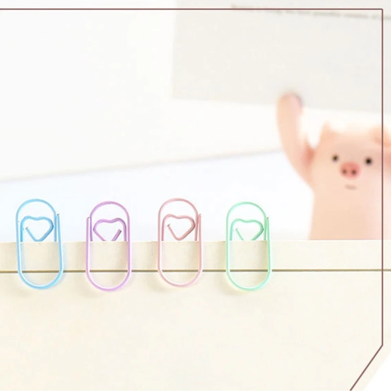 80 ชิ้นหัวใจสีสันกระดาษคลิป 20 มิลลิเมตรโลหะขนาดเล็กคลิปหนีบกระดาษผู้ถือแฟ้มคลิปโลหะที่คั่นหน้าสำหรับ Binding แฟ้มเอกสาร