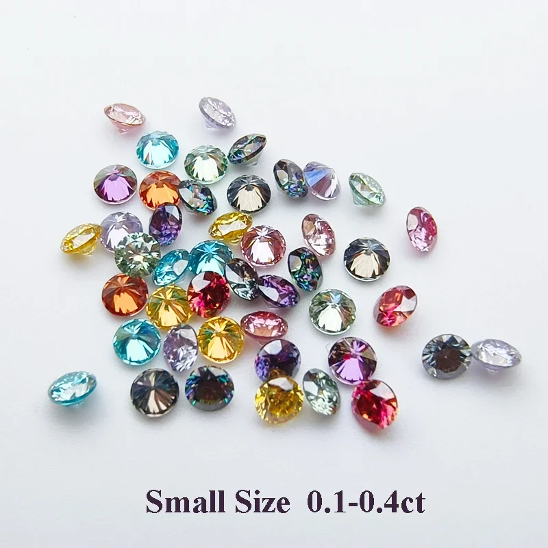 

Moissanite Round Shape Small Size 8 Hearts And 8 Arrows Cutting Colored Moissanites Beads For Jewel Pendant Rings Making