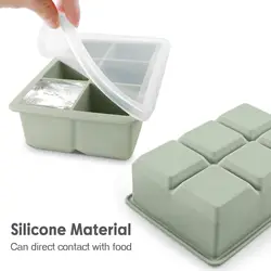 6 Cube Ice Tray Mold Giant Large Food Grade Silicone Mold with Lid Reusable Whiskey Cube Square Tray DIY Ice Maker Ice Tray