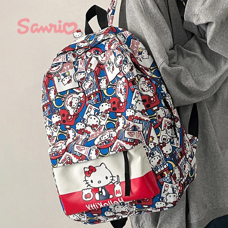 

Sanrio Hello Kitty Backpack Graffiti Style Cute Backpack With Large Capacity Student Campus Versatile Schoolbag Birthday Gift