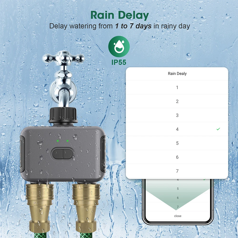 Tuya Smart Water Timer Zigbee/BT Automatic Irrigation Controller 2 Outlet Sprinkler Garden Watering System Support Alexa Google