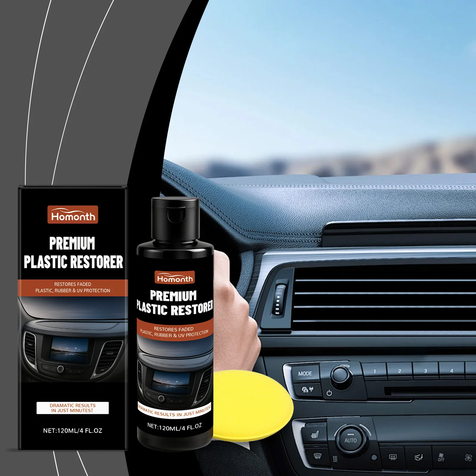 

Black Plastic Care Agent for Cars, Plastic Coating & Crystal Coating Agent for Plastic Parts, Helps Protect & Restore Shine