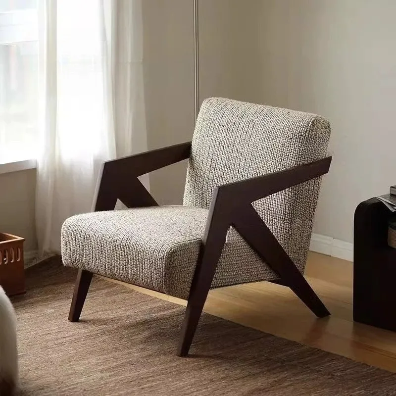 Tekli Koltuk Fransız Oturma Odası Balkon Dinlenme Koltuğu Retro Masif Ahşap Çok Amaçlı Mobilya