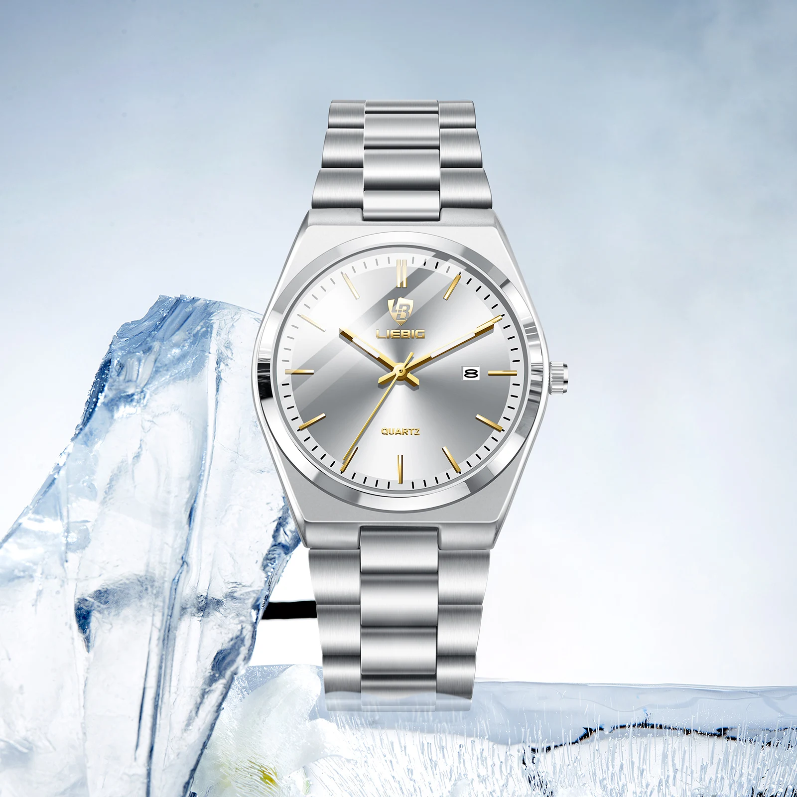 LIEBIG Simple Watch Business Waterproof Week Wristwatches Male Luxury Quartz Watches Fashion Stainless Steel Watch For Men Women