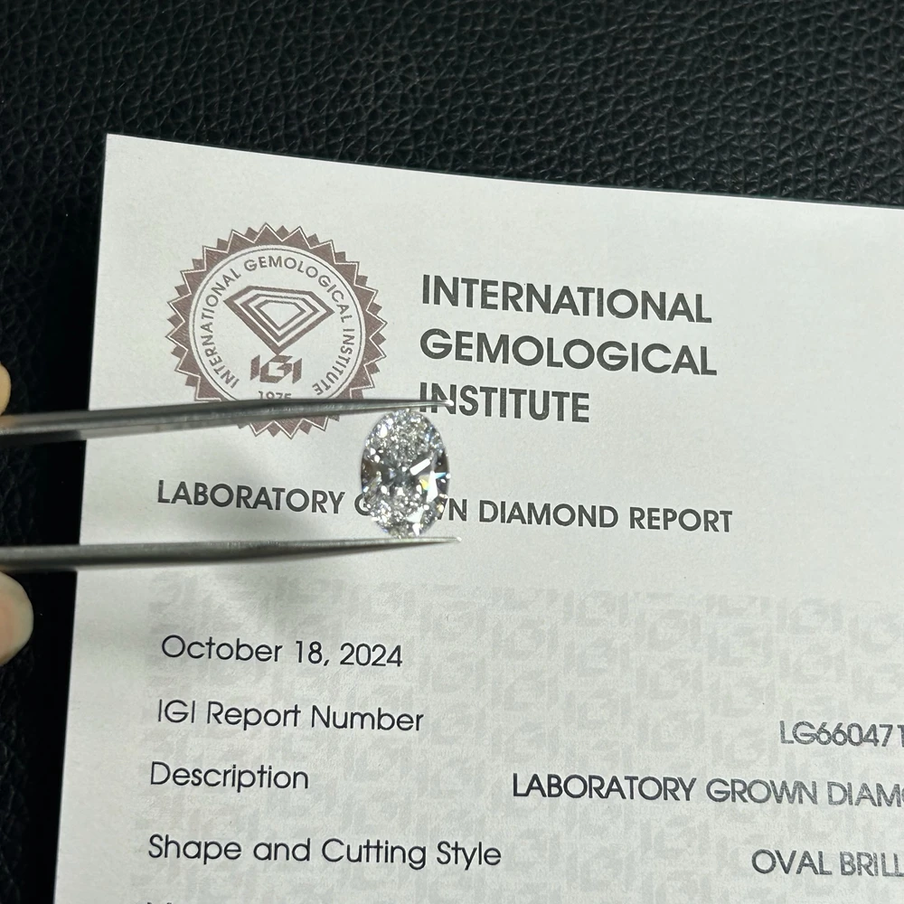 Mosangna Lab Grown Diamond Oval Cut 1.0-3.0 قيراط D VS1 Hpht IGI CVD حجر الماس