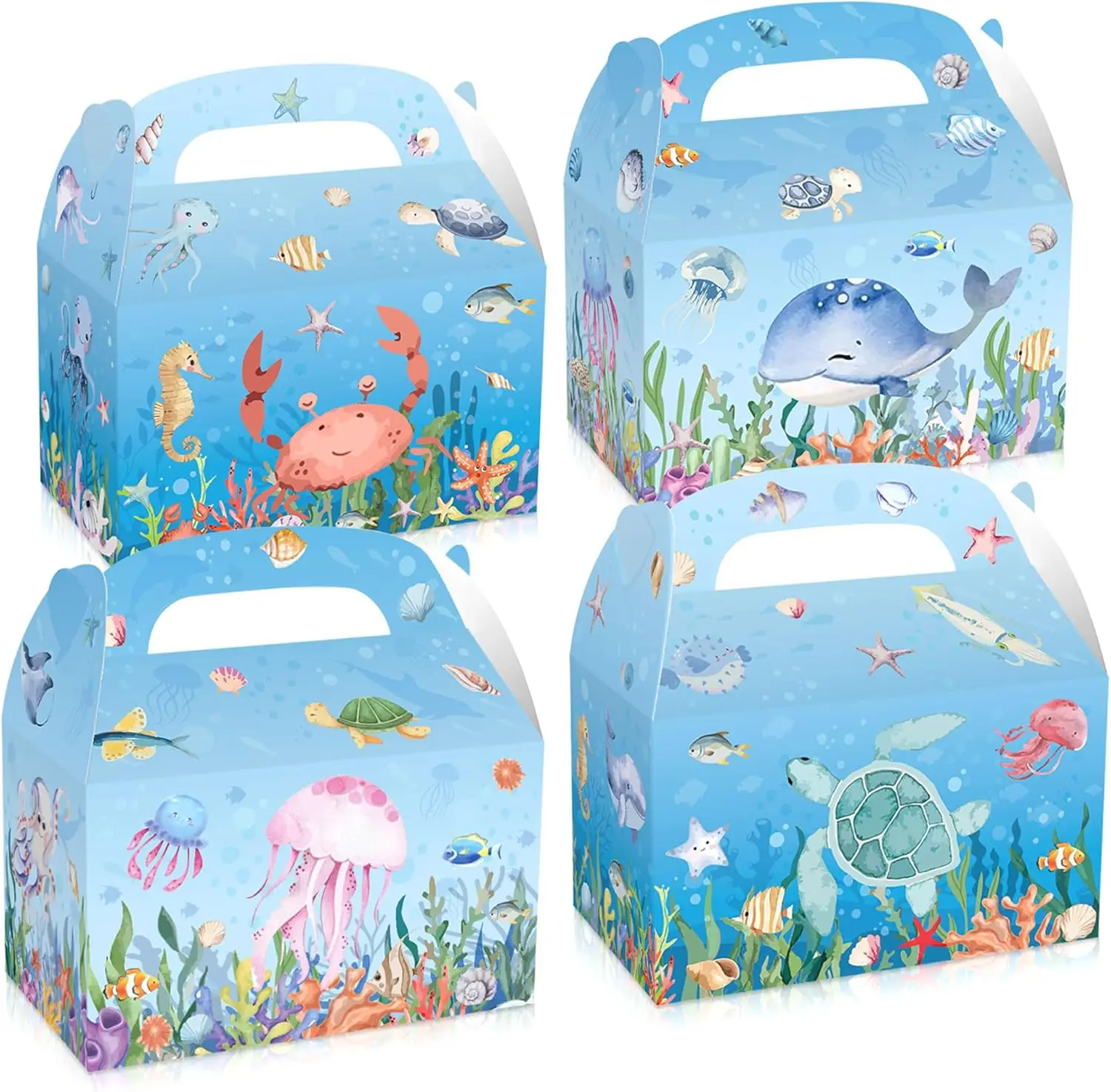 

AND BOUJEE 12 PCS Under the Sea Party Treat Boxes Ocean Animals Party Favor Gift Box Beach Sea Turtle Candy Boxes Baby Shower Bi