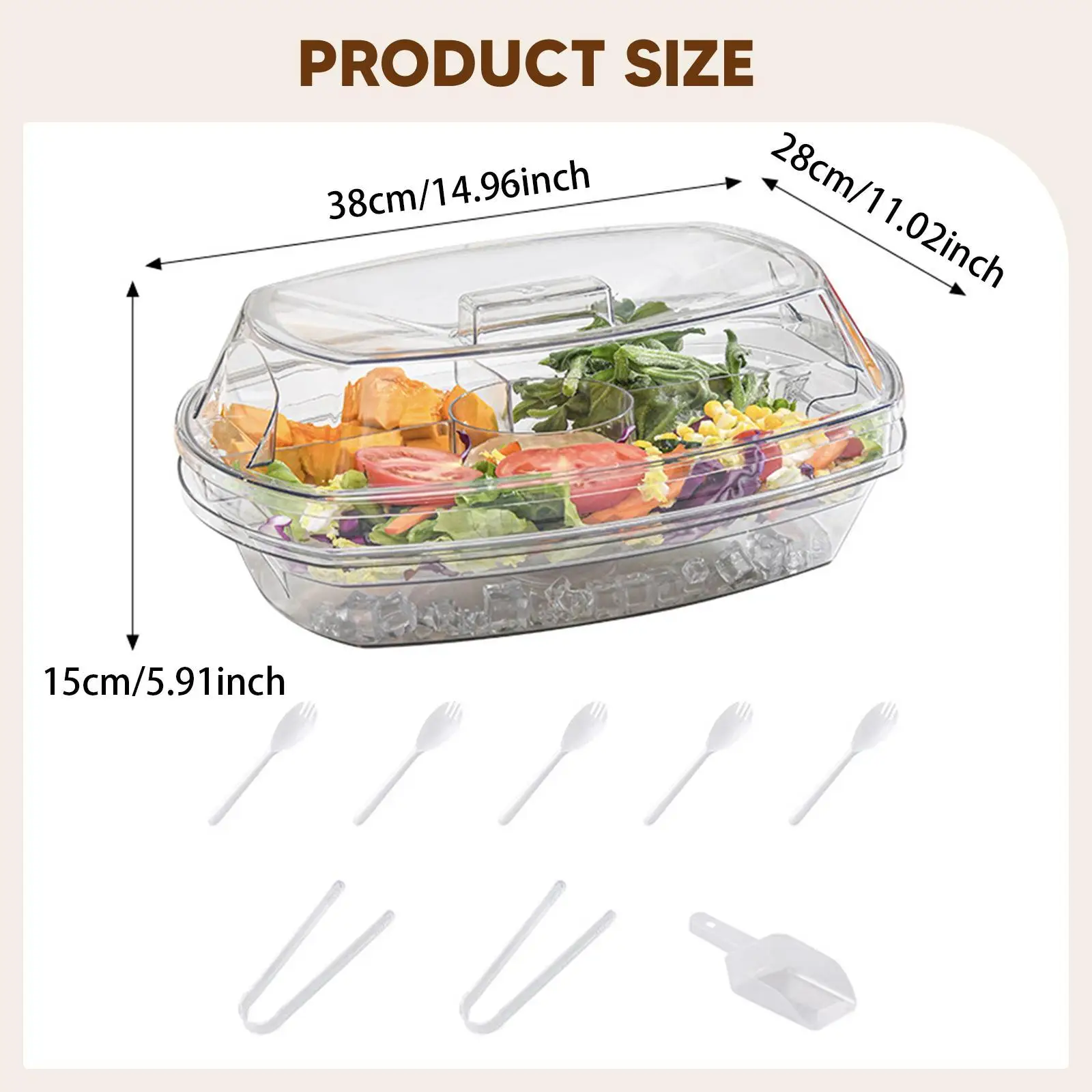 Cold Food Buffet Serving Tray Divided Appetizer Dish Plastic Decorative Tray for Home Gatherings and Event Catering